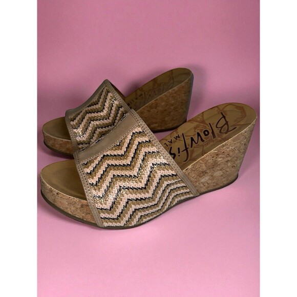 Blowfish Malibu Wedge Sandals Women’s 8 Cork Platform Slip On Coastal Cowgirl - Picture 2 of 16